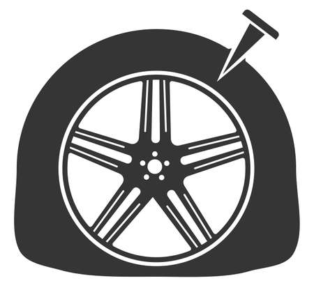 Monochrome tire puncture icon. Flat tire iconのイラスト素材
