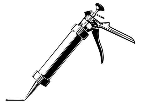 Sealant gun black and white illustration. Work equipment.のイラスト素材