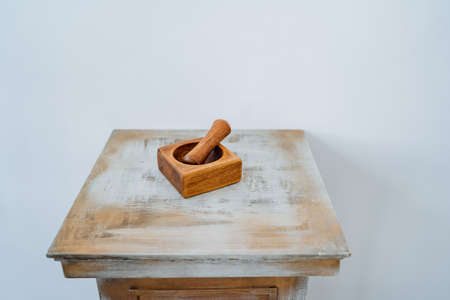 wooden stupa, stupa for grinding grasses, made by hand. High quality photoの写真素材