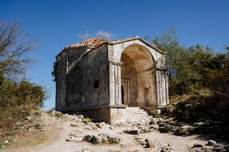 Ancient not destroyed building of stone, the mausoleum of the princess. Architectural structure made of stone. Historical sites, ancient places. High quality photoの写真素材