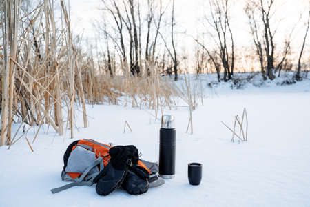 Winter equipment for walks in natureの写真素材