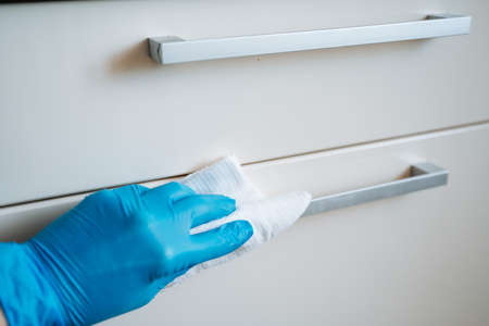 Surface treatment from microbes. Hand protection with gloves. Disinfection of the room, wet...
