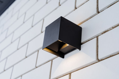 Square Shape Wall Mounted Street Lamp, LED Lamp Illuminates House Facade From The Street, Modern...