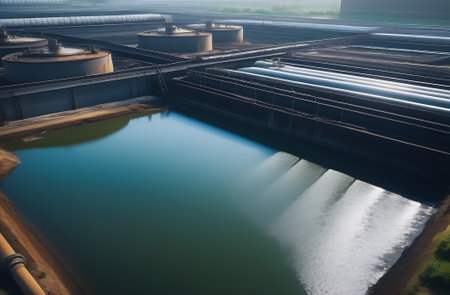 sewage treatment plant, giant tank, dirty water sump, sewage treatment plant, chemical plant. High...