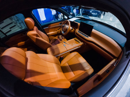 Indulge in unparalleled luxury with this stunningly designed car interior, featuring eyecatching...