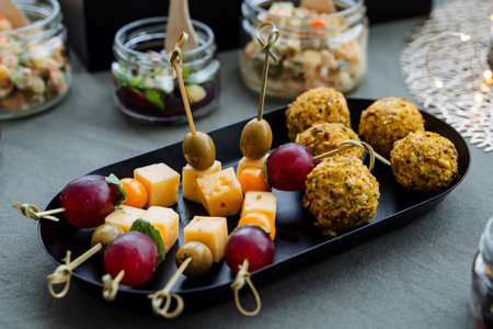 This stylish platter features a delightful array of cheeses, olives, and snacks, perfect for...