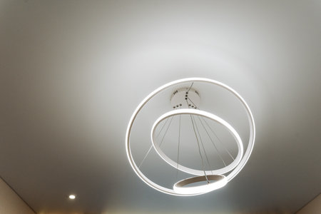 A stunning chandelier hangs gracefully from the ceiling, beautifully enhancing the rooms elegance...