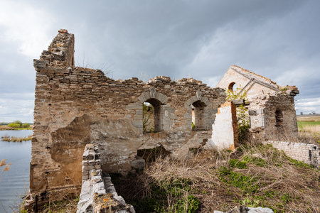 Amidst the lush greenery, the ancient stone ruins beckon to adventurers and explorers to uncover the scenic mysteries hidden within, and the rich cultural heritage that nature has lovingly embracedの写真素材