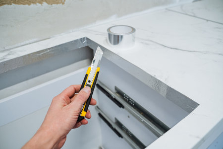 Using Hand Tools For Marble Cutouts. Precision Trimming Of Marble With Manual Cutting Tools....