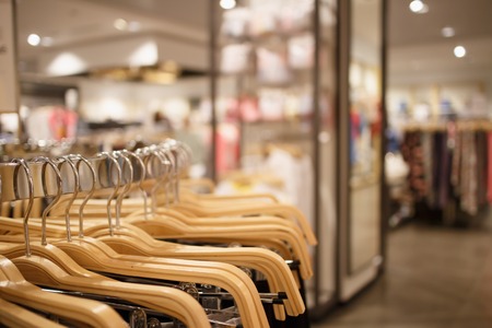 clothes on a hanger in a store. Shopping mall.