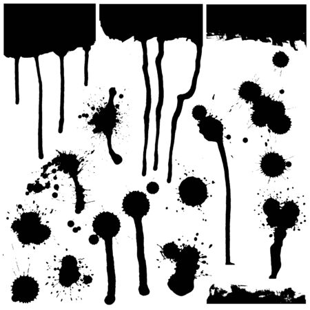 A set of ink blots of various shapes. Vector.のイラスト素材