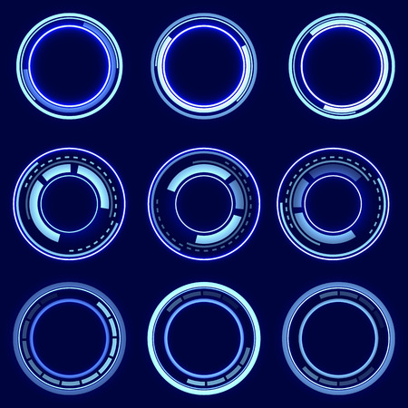 A set of futuristic rings. Graphic resources for designing fantastic art works. Vector .のイラスト素材