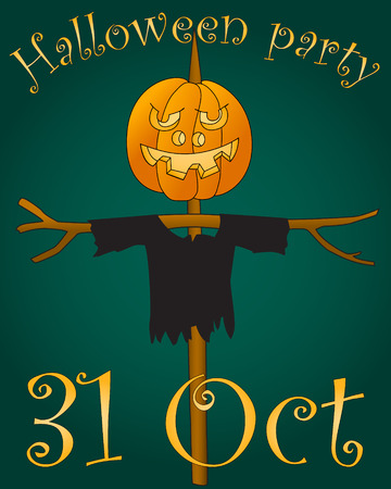 Party Halloween. Pumpkin on a pole. Vector illustrationのイラスト素材