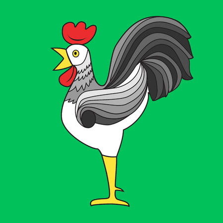 Cock. Colorful bright image. Green background Vector illustrationのイラスト素材