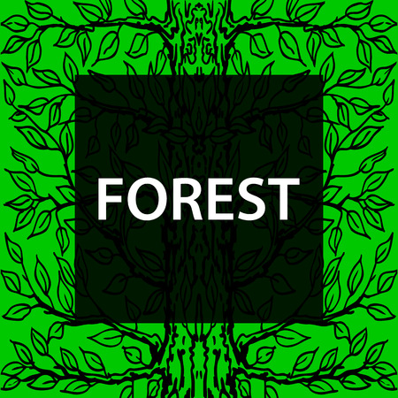 Background for an inscription forest. Icon on the theme nature and ecology. Vector illustration.のイラスト素材