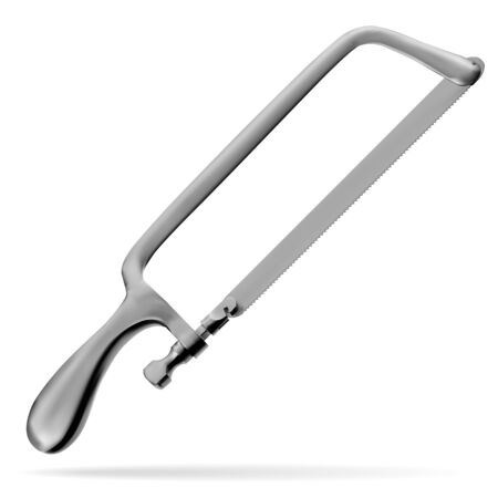 Charriere Bone Saw, frame metal saw. Stainless Steel Blade. Medical manual surgical instrument. Vector illustrationsのイラスト素材