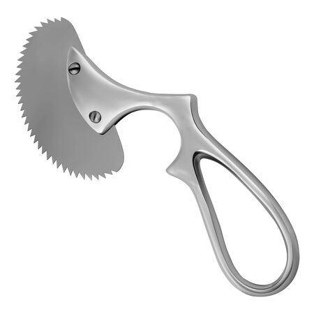 Engel plaster saw. Handheld metal tool to remove the plaster bandage. Medicine and health. Object on a white background. Vector illustrationのイラスト素材