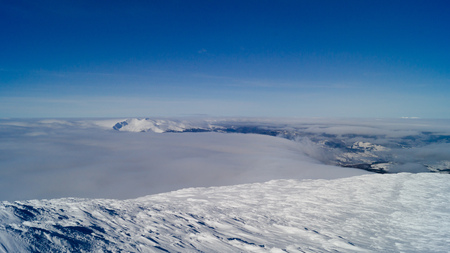 Winter adventures. Summit. Carpathians. Ukraine.の写真素材