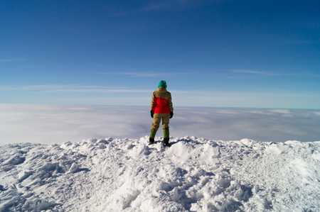 Winter adventures. Summit. Carpathians. Ukraine.の写真素材