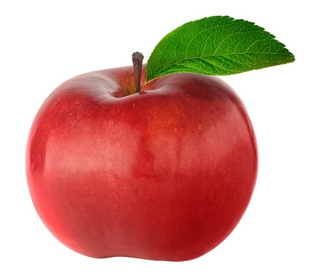 closeup isolated juicy red apple の写真素材