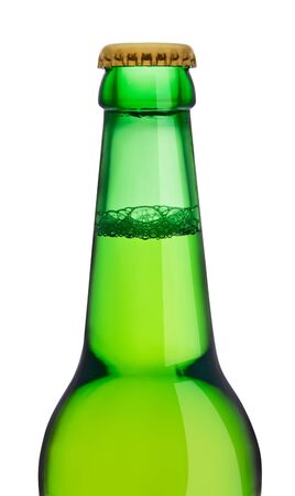 Empty green beer bottle isolated on the white background の写真素材