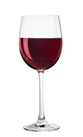 Red wine glass isolated on white backgroundの写真素材