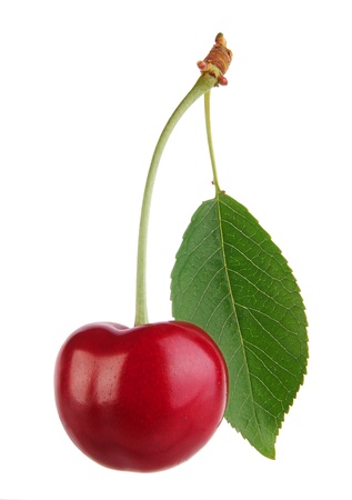 Sweet cherry isolated on whiteの写真素材