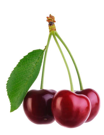 Sweet cherry isolated on whiteの写真素材