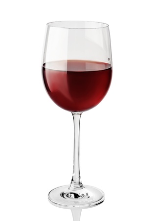 Red wine glass isolated on white background の写真素材