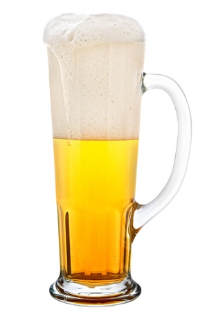  glass of light beer isolated on a white backgroundの写真素材