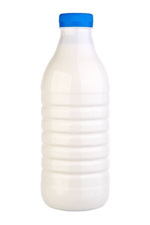 Bottle of Milk on Isolated White Backgroundの写真素材