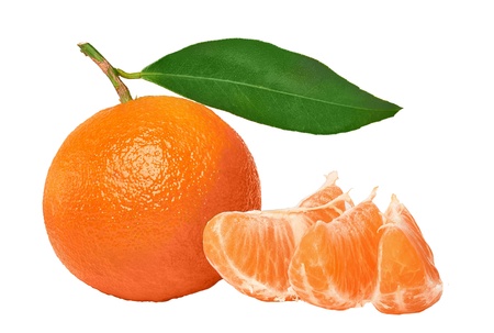 Mandarins isolated on white background の写真素材