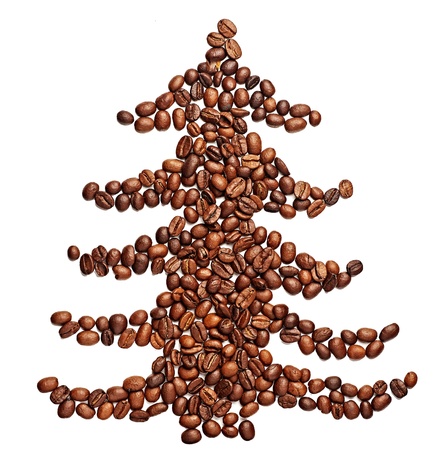 Coffee beans shaped as a christmas tree の写真素材