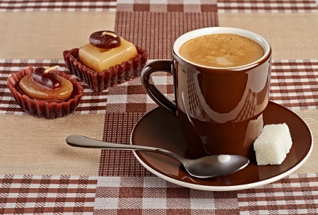 coffee at the kitchen tableの写真素材