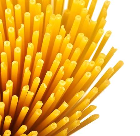 Spaghetti italian pasta isolated on white backgrounの写真素材