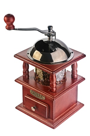 coffee mill isolated on white backgroundの写真素材
