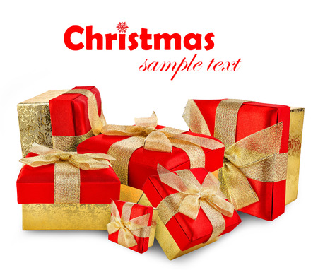 Gift boxes on white backgroundの写真素材