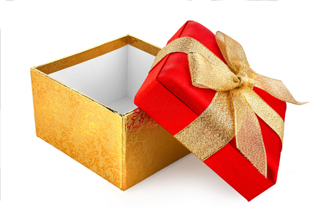 Open gift box, isolated on the white backgroundの写真素材
