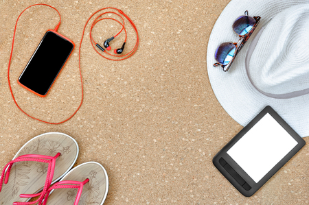 Items for the beach, the view from the topの写真素材