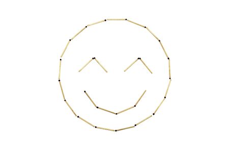 Smiley face embarrassmen is made out of matchestの写真素材