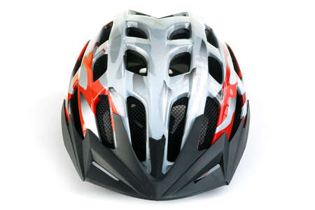 MTB mountain bike helmet, isolated on white backgroundの写真素材
