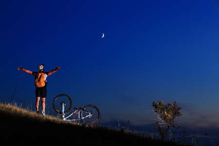 Mountain Bike cyclist riding single track outdoorの写真素材