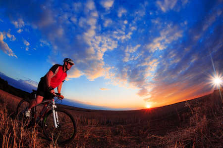 Mountain Bike cyclist riding single track outdoorの写真素材