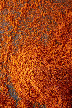 Texture background. Red chilli pepper powder. Top viewの写真素材