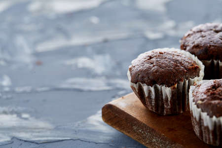 Top view close-up picture of tasty cookies on the cutting board, shallow depth of field, selective focusの写真素材