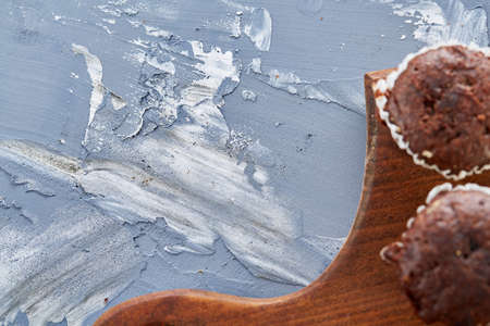 Top view close-up picture of tasty cookies on the cutting board, shallow depth of field, selective focusの写真素材