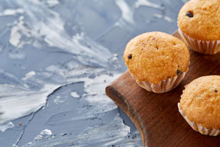 Top view close-up picture of tasty cookies on the cutting board, shallow depth of field, selective focusの写真素材