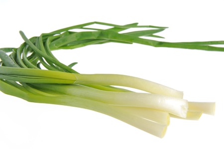 A bunch of green onion isolated on white backgroundの写真素材