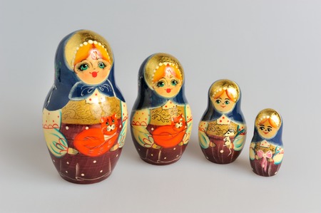 Russian matryoshka on gray backgroundの写真素材
