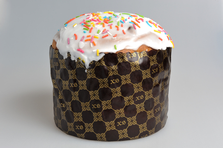 Easter cake on gray backgroundの写真素材
